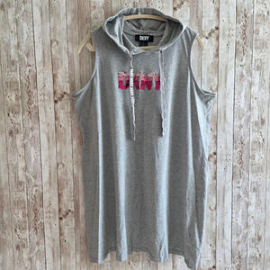 Women's DKNY Sleeveless Hoodie dress XS Gray Pink